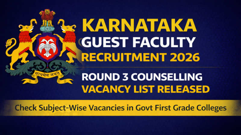 Karnataka Guest Faculty Recruitment 2026: Round 3 Counselling Vacancy List Released